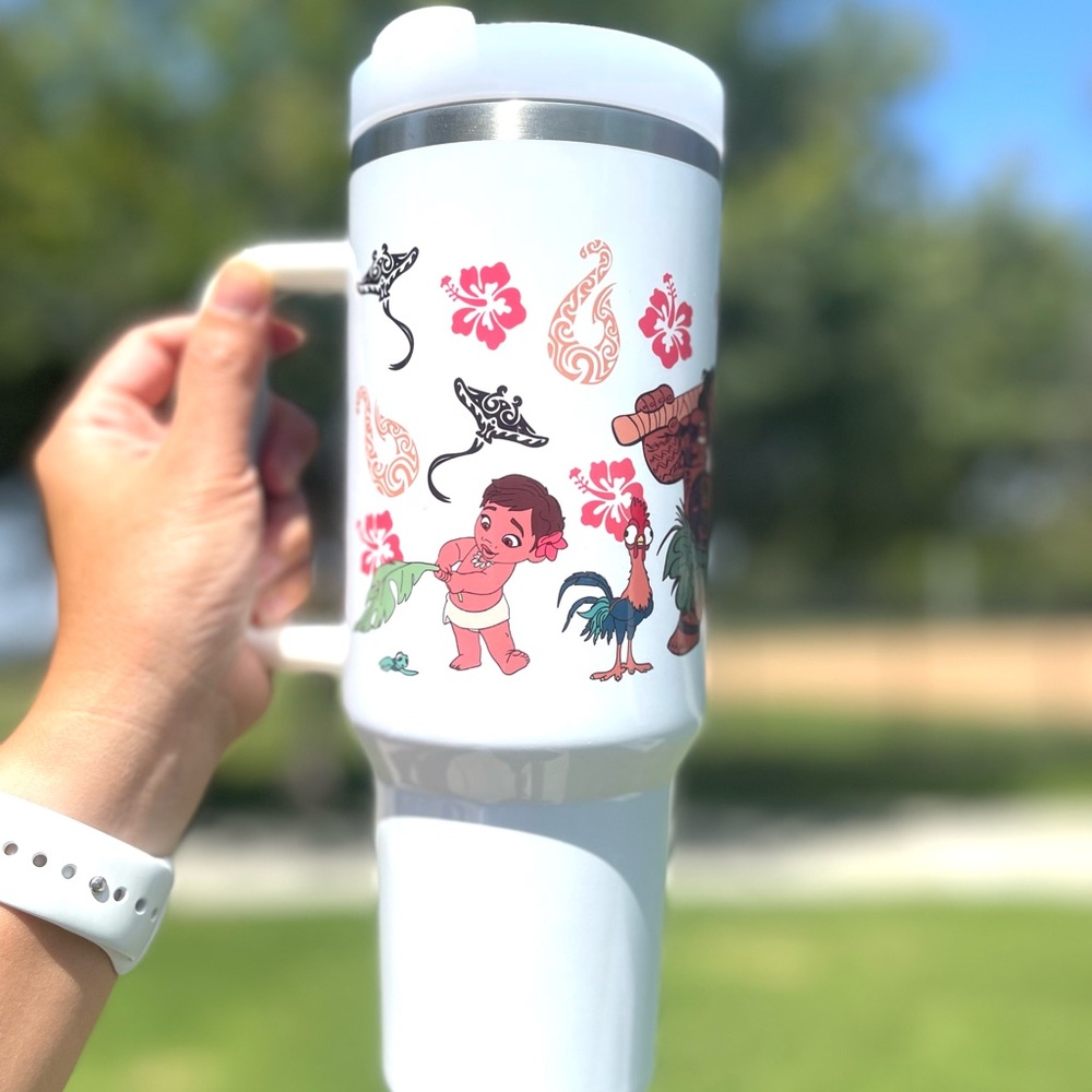 Custom 40 oz Tumbler Walt Disney Moana Maui Heihei Pig Pua Brand new dou… - Picture 3 of 8